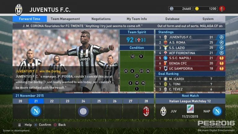 PES 2016 PC Sürümü Gelişmeler